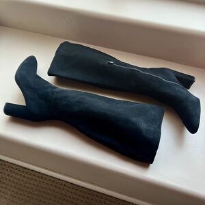 Charles David Biennial Black Suede Leather Knee High Boot Block Heel Women’s 8.5
